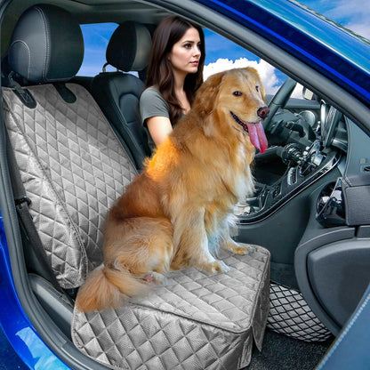PETICON Waterproof Front Seat Car Cover 2 Pack, Full Protection Dog Car Seat Cover with Side Flaps, Nonslip Scratchproof Captain Chair Seat Cover Fits for Cars, Trucks, SUVs, Jeep, Black