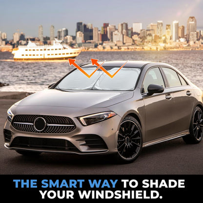 Autovir Car Windshield Sun Shade Foldable | Front Windshield Shade for Sun, Heat and UV Rays | Sunshade for Car Front Window and Interior Sun Protection | Medium (28 x 31 inches)