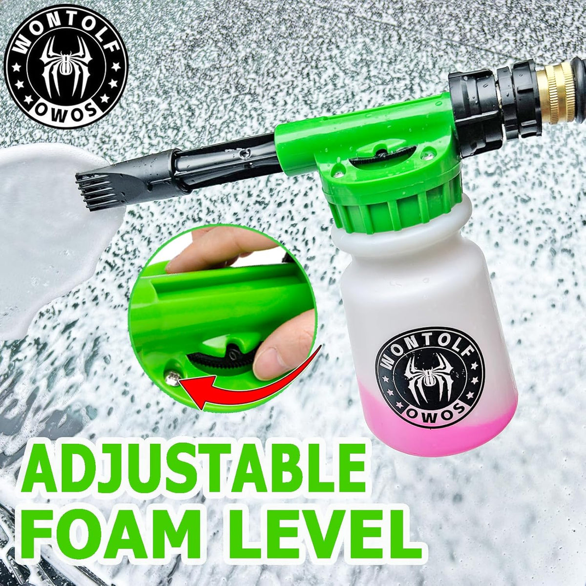 Wontolf Car Wash Foam Gun Foam Cannon Sprayer Kit with Car Wash Soap, Microfiber Car Wash Mitt, Storage Bag - Car Wash Kit - Snow Foam Blaster - Connects to Garden Hose - Car Accessories for Men