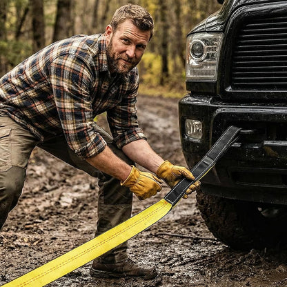 Recovery Tow Strap 2in X 20ft Heavy Duty 20,000 lbs Break Strength, Use for Emergency Towing Rope, Tree Saver, Winch Extension, Triple Reinforced Loops, Protective Sleeves,Car Accessories