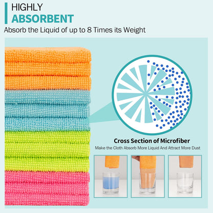 Microfiber Cleaning Cloth, 100 Pack Cleaning Rags Microfiber Towel Bulk Absorbent Lint-Free Wash Cloths, All-Purpose Shop Towels for Cars, Automotive, Garage, Home & Kitchen 11.5"*11.5"