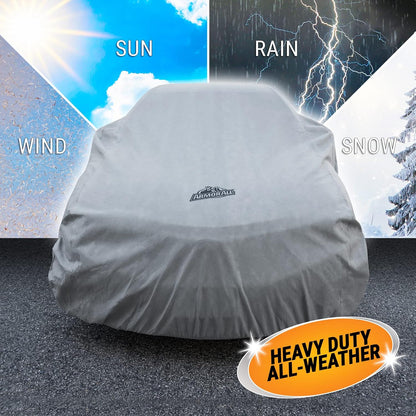 Armor All Heavy Duty Premium All-Weather SUV Car Cover by Season Guard; Max Protection from Sun Rain Wind & Snow for SUV or CUV up to 205" in Length; Indoor & Outdoor Covers; Grey