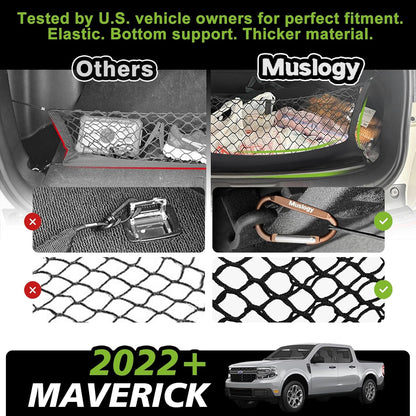 Muslogy Truck Bed Cargo Net Trunk Netting Compatible with 2023-2025 2026 Honda CR-V Accessories, Pickup Cargo Organizer SUV Sedan Storage Net w/Heavy Duty Carabiners - Colors B