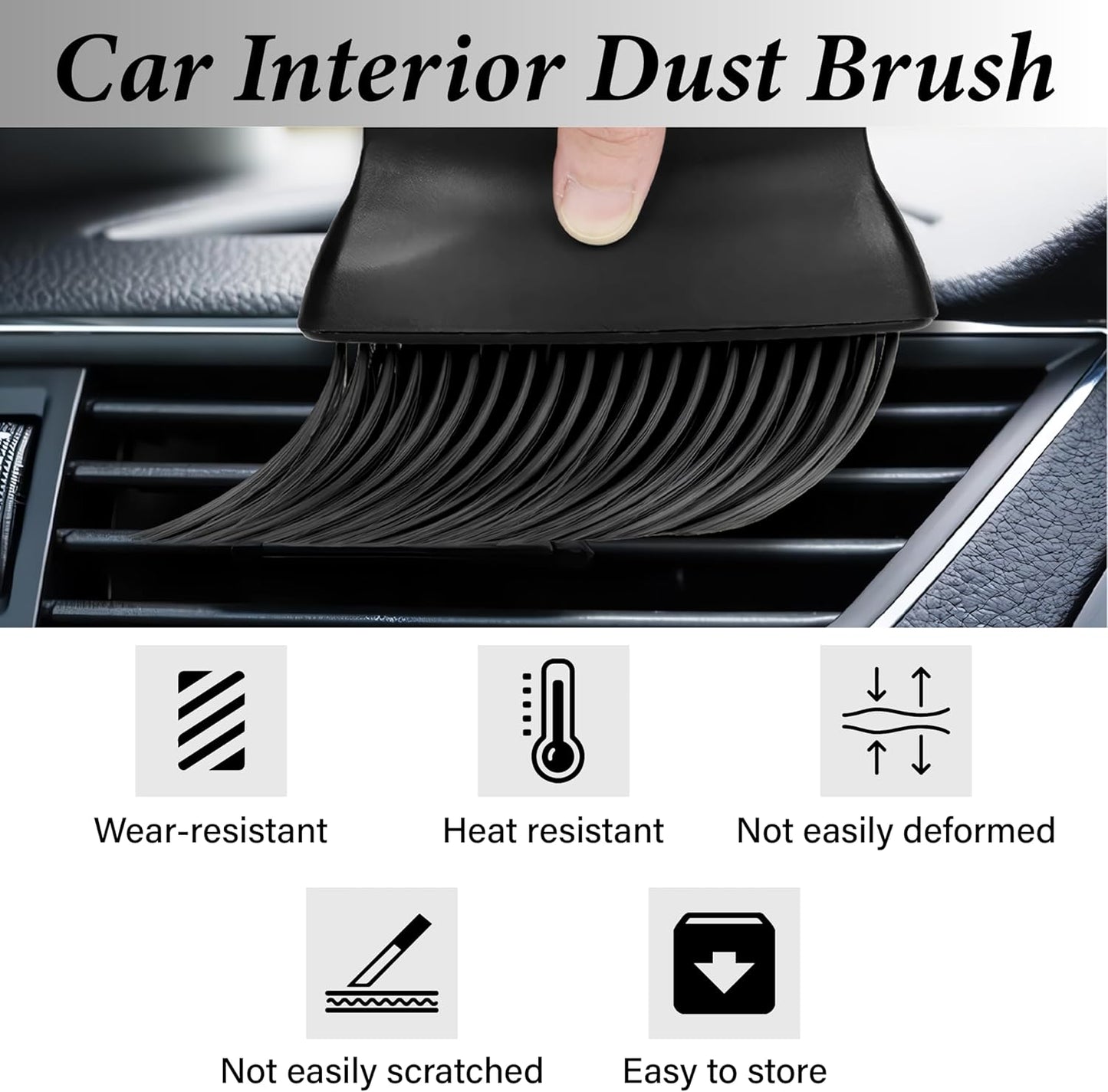 Car Interior Brush, Automotive Interior Dusting Brush, Car Interior Cleaning Brush, Bristles Detailing Brush Dusting for Car Interior, Dashboard, Air Conditioner Vents, Leather, Computer (Yellow)
