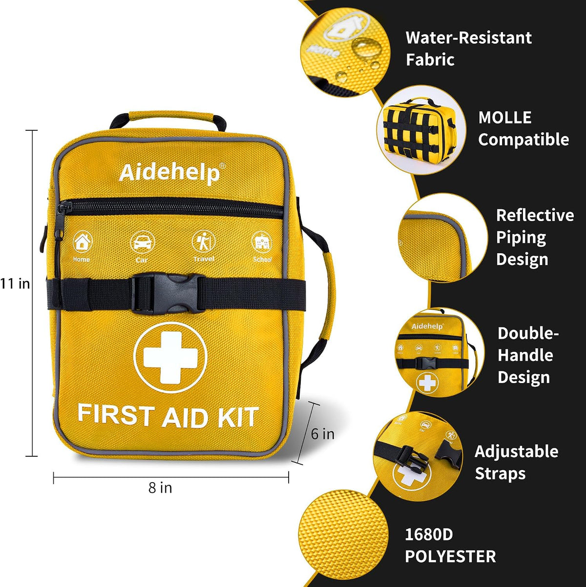 520 Pieces Premium First Aid Kit - Large Emergency Medical Kit for Survival, Car, Home, Travel, Camping, Backpack, Hiking, School (Red)
