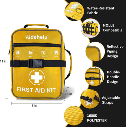 520 Pieces Premium First Aid Kit - Large Emergency Medical Kit for Survival, Car, Home, Travel, Camping, Backpack, Hiking, School (Red)
