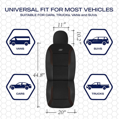 Skechers Memory Foam Seat Covers, Air Cool Mesh Thick Car Seat Covers, Car Seat Covers Front Seats Airbag Compatible, Universal Automotive Comfort for Most Cars, Vans, Trucks, SUV,Black