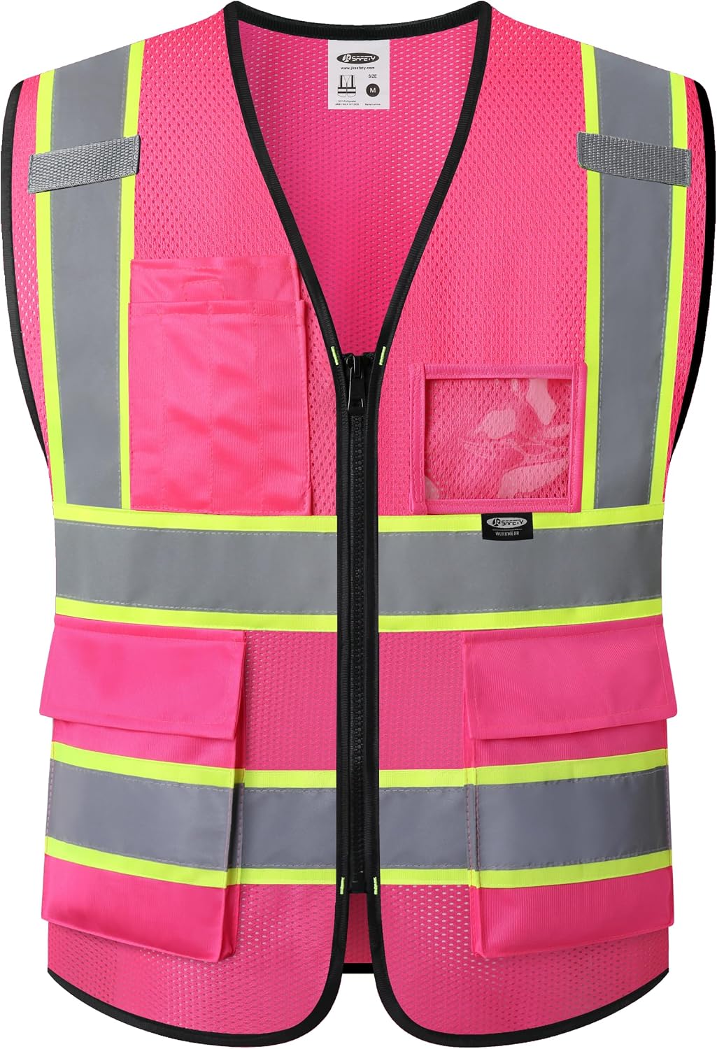 JKSafety Safety Vest for men women Hi Vis Reflective Vest with Pockets and Zipper High Visibility Meet ANSI Standard（BX320