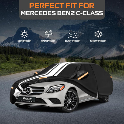 Kayme Heavy Duty Car Cover Custom Fit for BMW 3 Series 320i 325i 328i 330i 335i (1982-2026), Outdoor Full Exterior Cover with Tape and Towel, Rain Snow Sun UV Protection. - Colors A