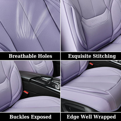 Coverado Seat Covers Full Set, Black Seat Covers for Cars 5 Seats, Car Seat Protector, Waterproof Nappa Leather Car Seat Cushion, Front and Rear Car Seat Cover Fit for Most Sedans SUV Pick-up Truck - Colors B
