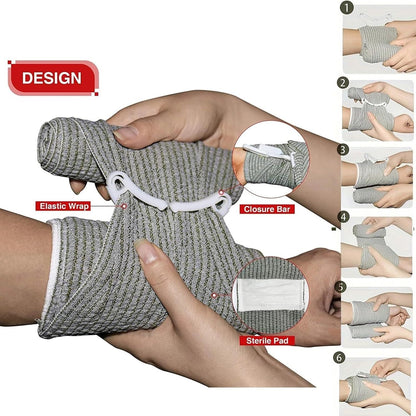 IFAK Trauma Kit with Emergency Compression Strap, 6-Inch Bandage, Splint, Outdoor First Aid Kit for Car, Camping, Hiking and Travel with Molle Bag