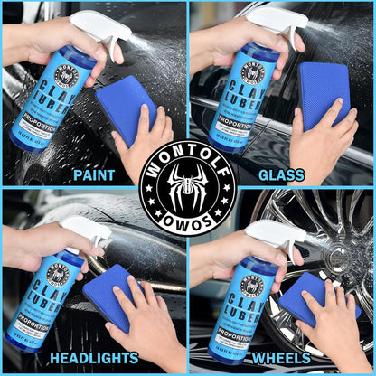 2 Pack 2 in 1 Clay Scrubber Car Clay Bar Auto Detailing Kit, Car Clay Wash Sponge, Premium Grade Magic Clay Mitt Towel, Easily Cleans Paint Contaminants, Debris, and Road Grime Light Overspray