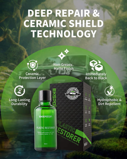 Plastic Trim Restorer for Cars 1.69 OZ (50ML), Black Trim Restorer,Hydrophobic Trim Ceramic Coating,Lasting Up to 12 Months+ with UV Protection,Restore Automotive Exterior Protectant