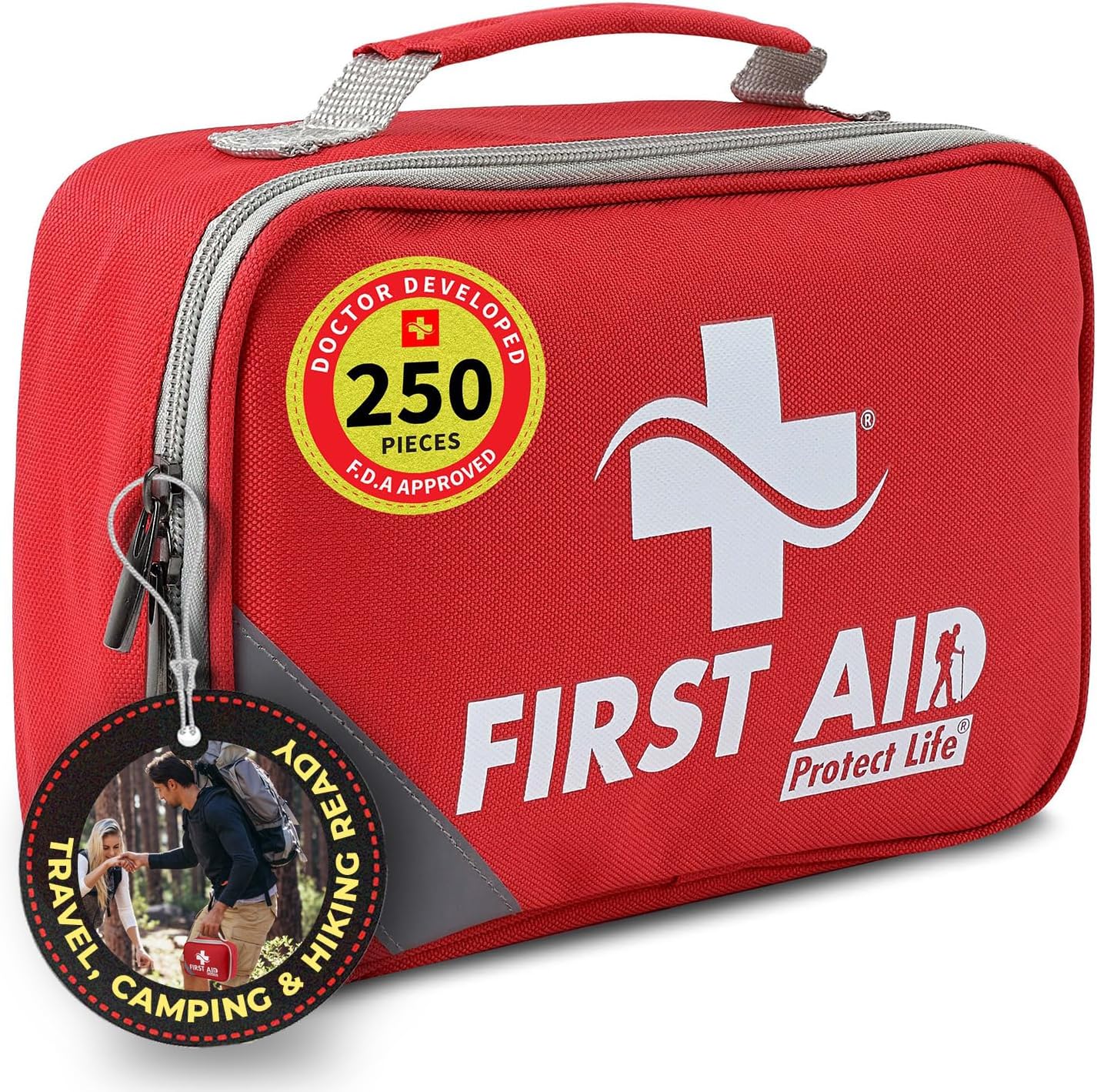 Protect Life Doctor Developed Mini First Aid Kit, 100 Piece Waterproof Emergency Kit for Car, Boat, Camping & Travel, Includes Emergency Blanket, Tourniquet & First Aid Guide