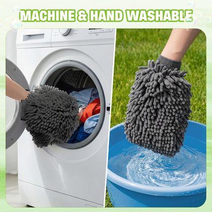 24 Pack Car Wash Mitt Bulk Microfiber, 10'' x 8'' Chenille Car Wash Mitt Gloves, Scratch Free Double Sided No Lint No Marks for Truck SUV and All Vehicle Surfaces (Blue)