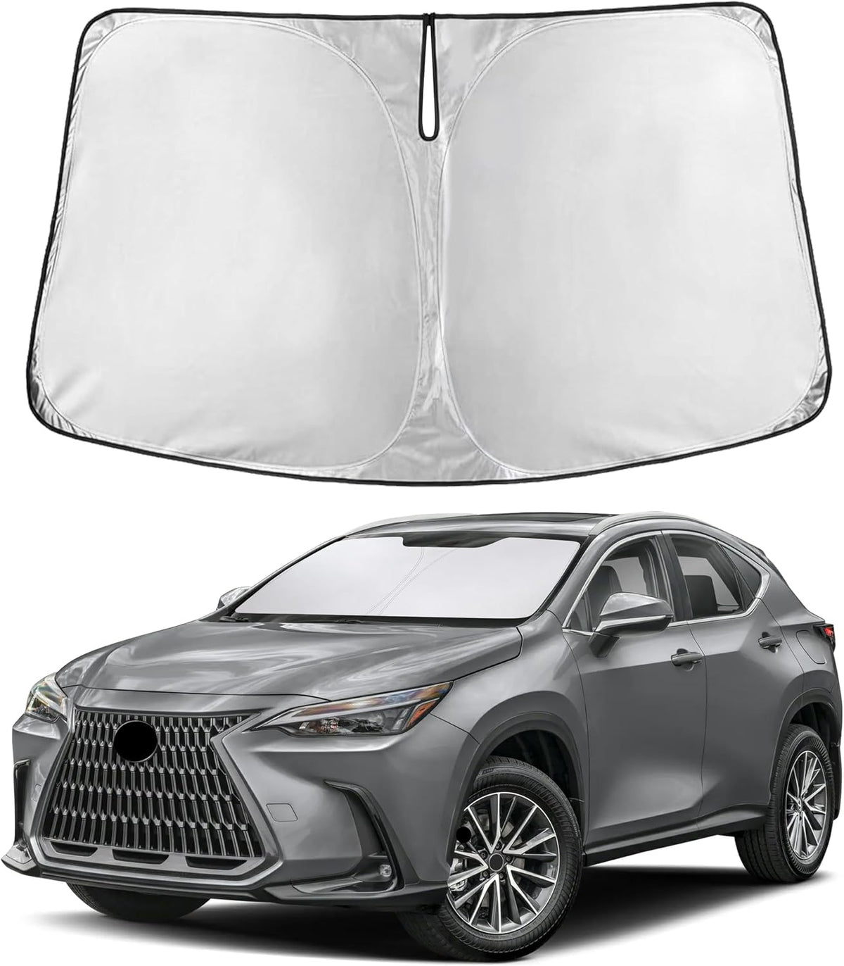 EcoNour Car Windshield Sun Shade | 2025 Upgraded Innovative No-Light-Pass Technology for Maximum Coverage | Foldable Sun Shade Keeps Your Vehicle Cool | Must-Have Car Accessories | Small (59" x 29") - Colors I