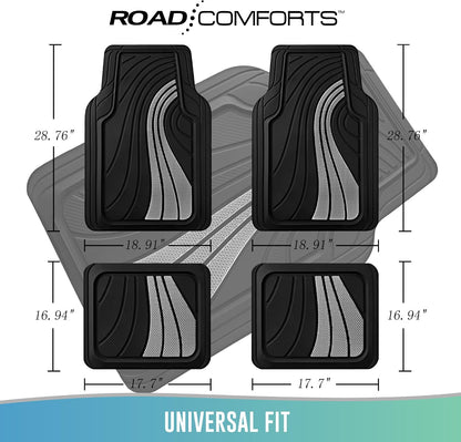 Road Comforts Car Floor Mats Full Set – Front & Rear Car Floor Mats with Aluminum Design, Anti-Slip Backing, All-Weather Protection, Trim-to-Fit Car Mats for Most Sedans, SUVs & Vans -All Pink
