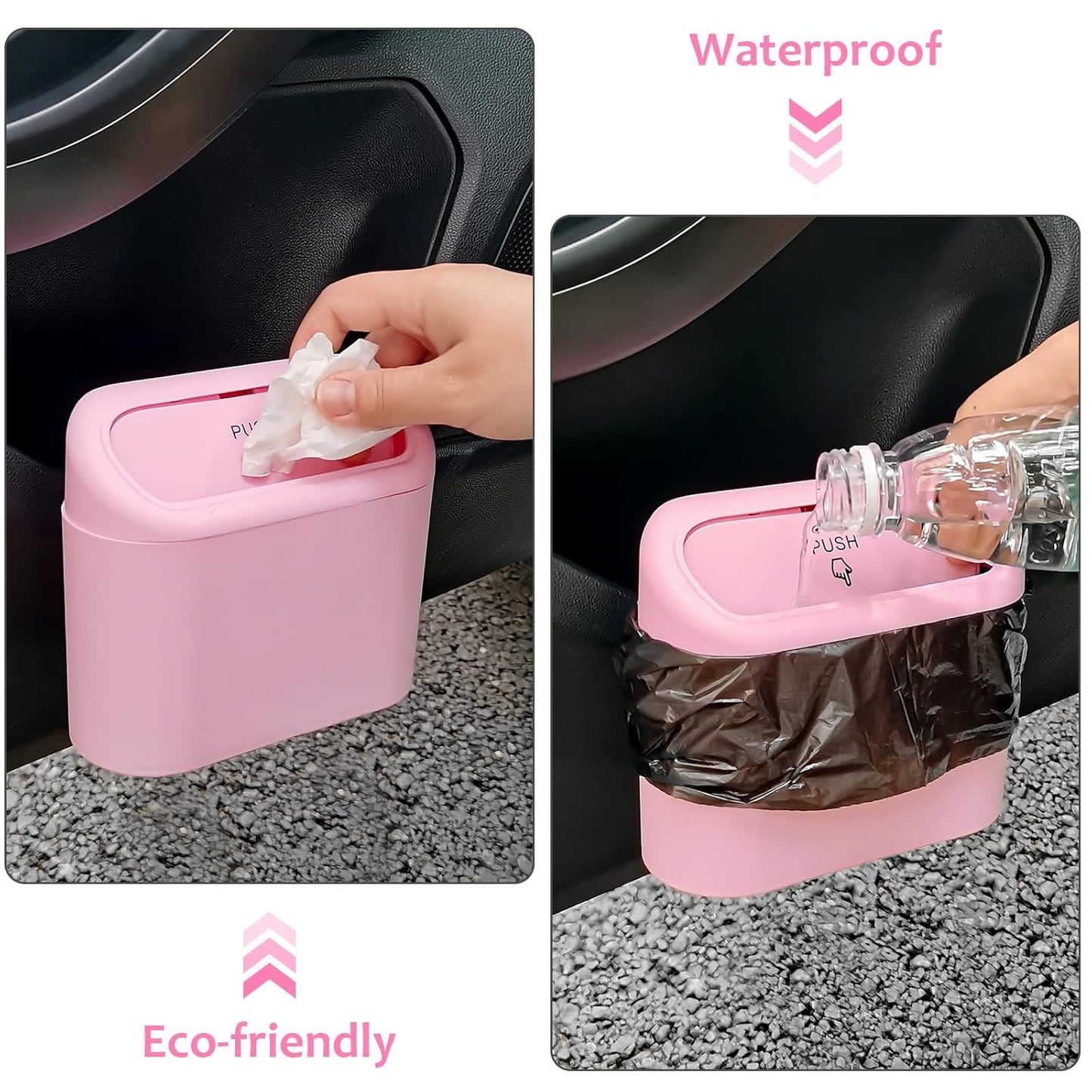 Accmor Car Trash Can with Lid, Leakproof Vehicle Garbage Organizer Holder Bin with 60 Pcs Trash Bags, Mini Auto Dustbin Interior Accessories Storage Container for SUV, Office, Home