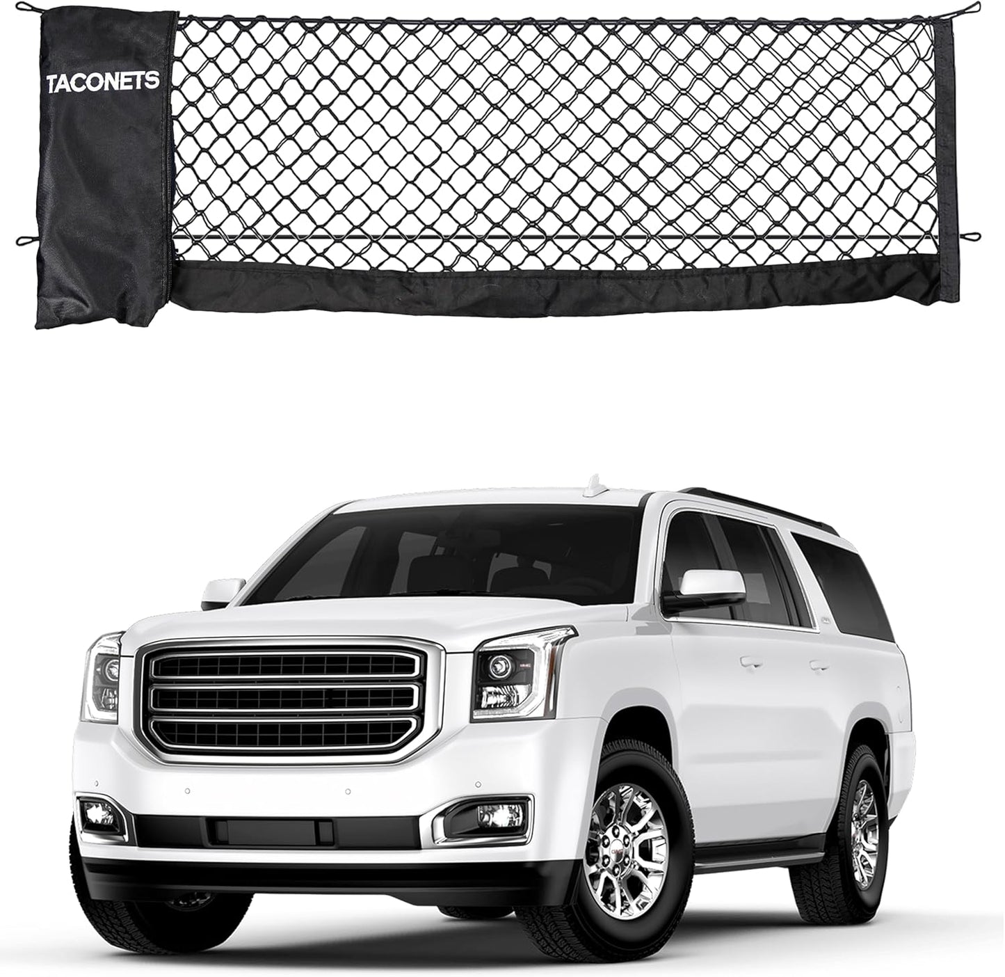 TacoNets Envelope Cargo Net for GMC Sierra & Chevy Silverado - Fits 2013-Current - Upgraded 5mm Bungee - Integrated Storage Bag - Heavy Duty Carabiners - Designed in USA