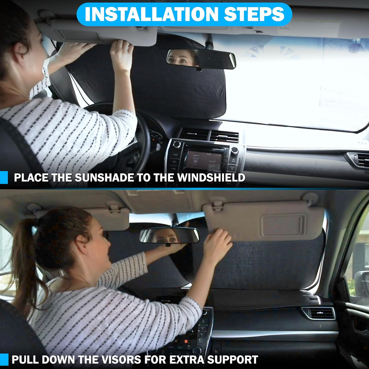 Autovir Car Windshield Sun Shade Foldable | Front Windshield Shade for Sun, Heat and UV Rays | Sunshade for Car Front Window and Interior Sun Protection | Medium (28 x 31 inches)