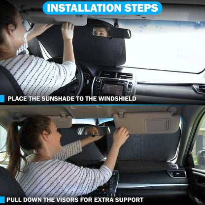 Autovir Car Windshield Sun Shade Foldable | Front Windshield Shade for Sun, Heat and UV Rays | Sunshade for Car Front Window and Interior Sun Protection | Medium (28 x 31 inches)