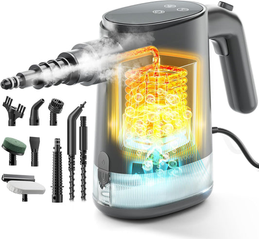 Handheld Steam Cleaner, 15s Fast Heating, Adjustable Steam, 650mL Large Water Tank, Pressurized Portable Steamer for Cleaning Home, Kitchen, Car, Bathroom, Tile, Furniture, Multi-Surface