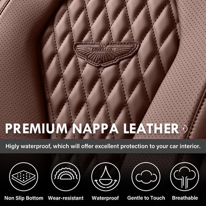 Coverado Seat Covers, Car Seat Covers Full Set, Black Car Seat Cover, Car Seat Covers Front Seats Back Seat Cover, Waterproof Car Seat Cushion, Leather Seat Covers Seat Protector Fit for Most Cars