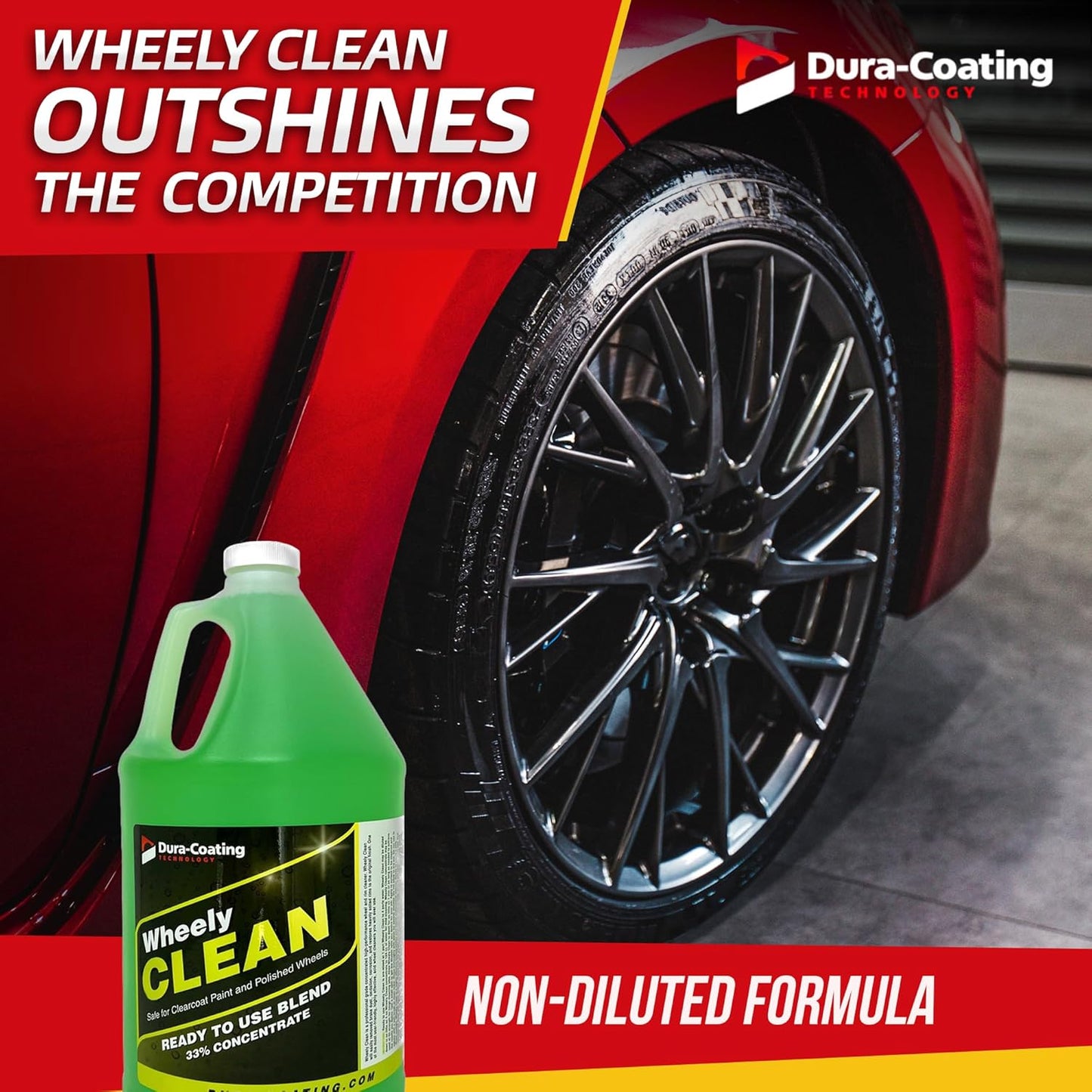 DURA-COATING TECHNOLOGY Wheely Clean - Professional Wheel Cleaner Spray - Ready-to-Use Tire Cleaner and Rim Cleaner - Suitable for Aluminum, Chrome, or Clear-Coated Wheels - Removes Brake Dust - 16 oz