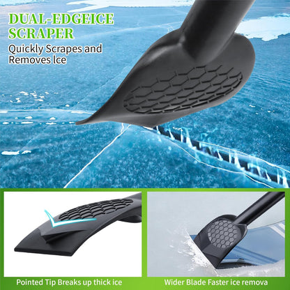 45.6" Ice Scraper and Snow Brush for Car Windshield [Silicone Bristles] ,3-in-1 Extendable Emergency Snow Shovel with Ergonomic Foam Grip and 360° Pivoting Brush Head for Christmas, Car Auto Truck SUV