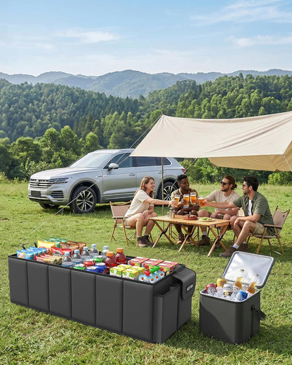 HOTOR Trunk Organizer, Sturdy Foldable with Cooler for Car & SUV, 3 Compartments, Black, 30.90”×12.60”×10.63”