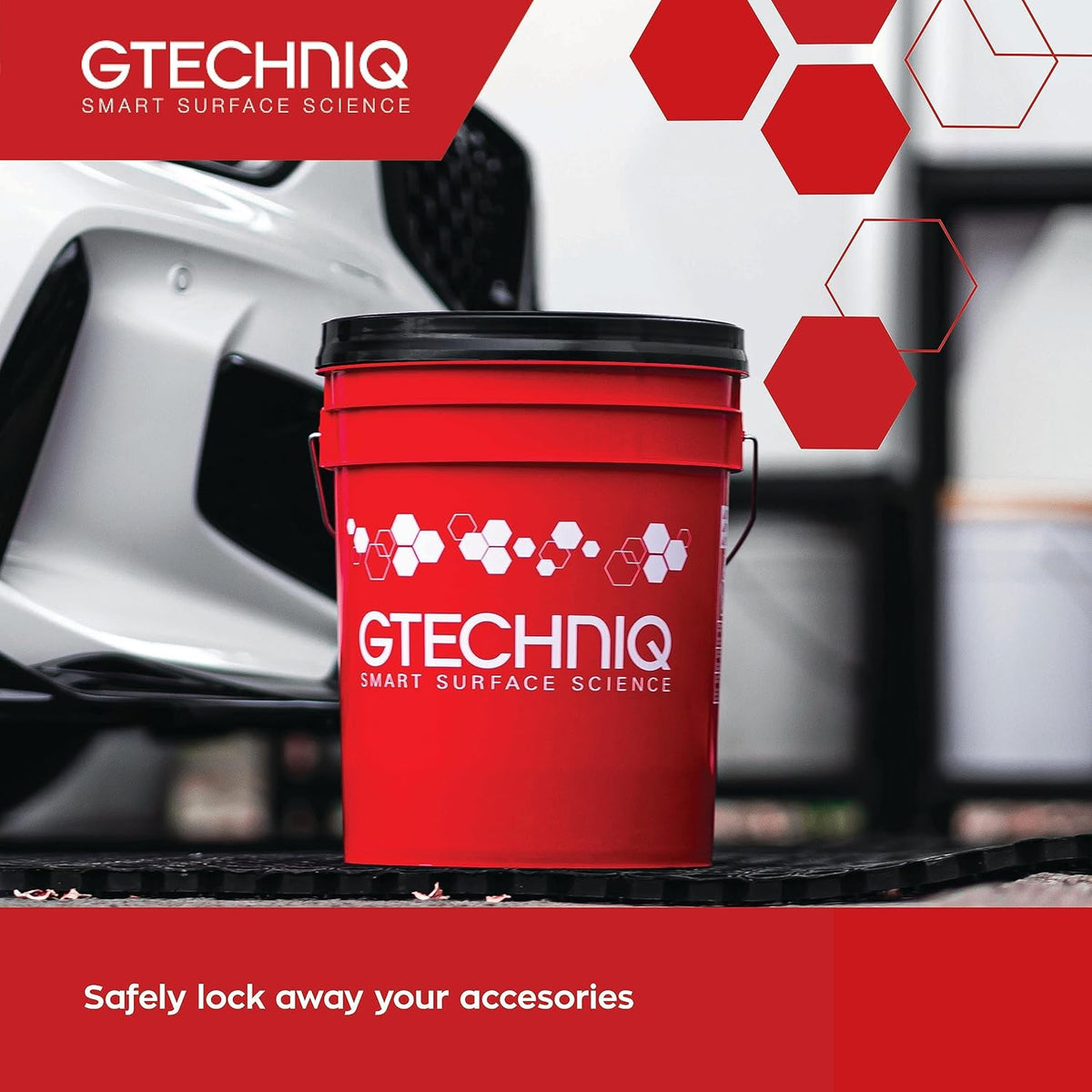 Gtechniq Bucket with Lid 20L | Includes Dirt Trap and Gamma Seal Lid, for Cleaning Car