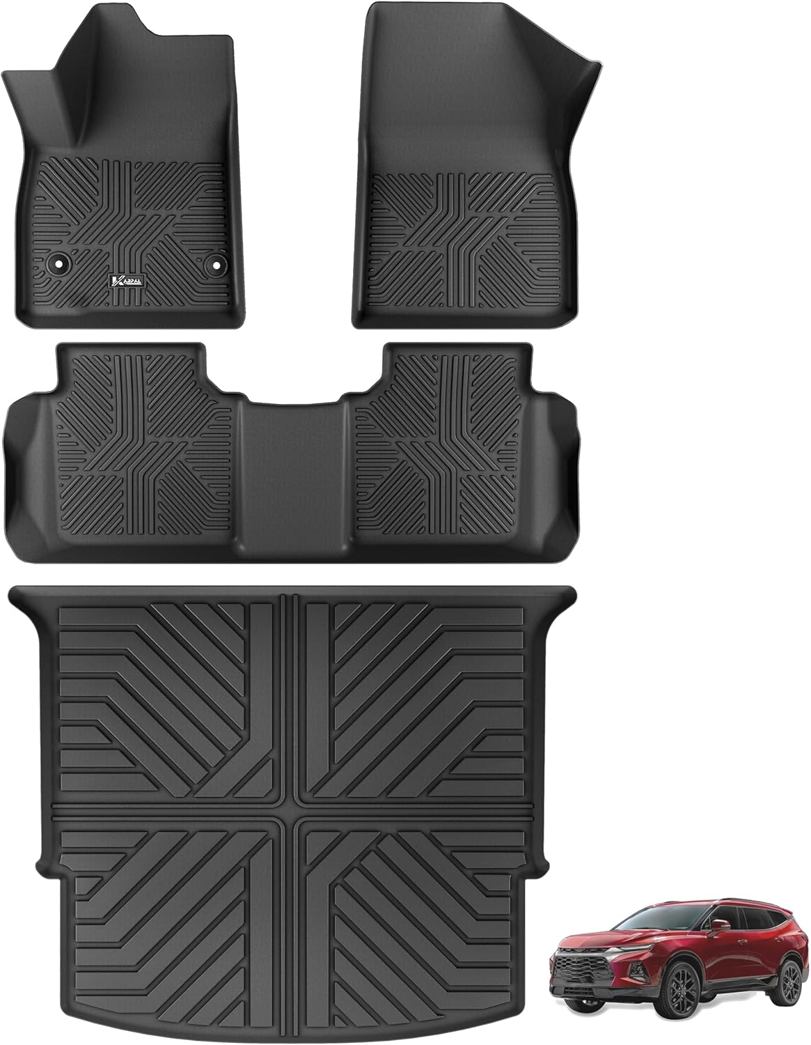 KARPAL Floor Mats for 2007-2013 Chevy Silverado & GMC Sierra 1500 Crew Cab / 2007-2014 2500/3500 HD(Footwell Coverage), All-Weather TPE Custom Fit Floor Liners Car Accessories