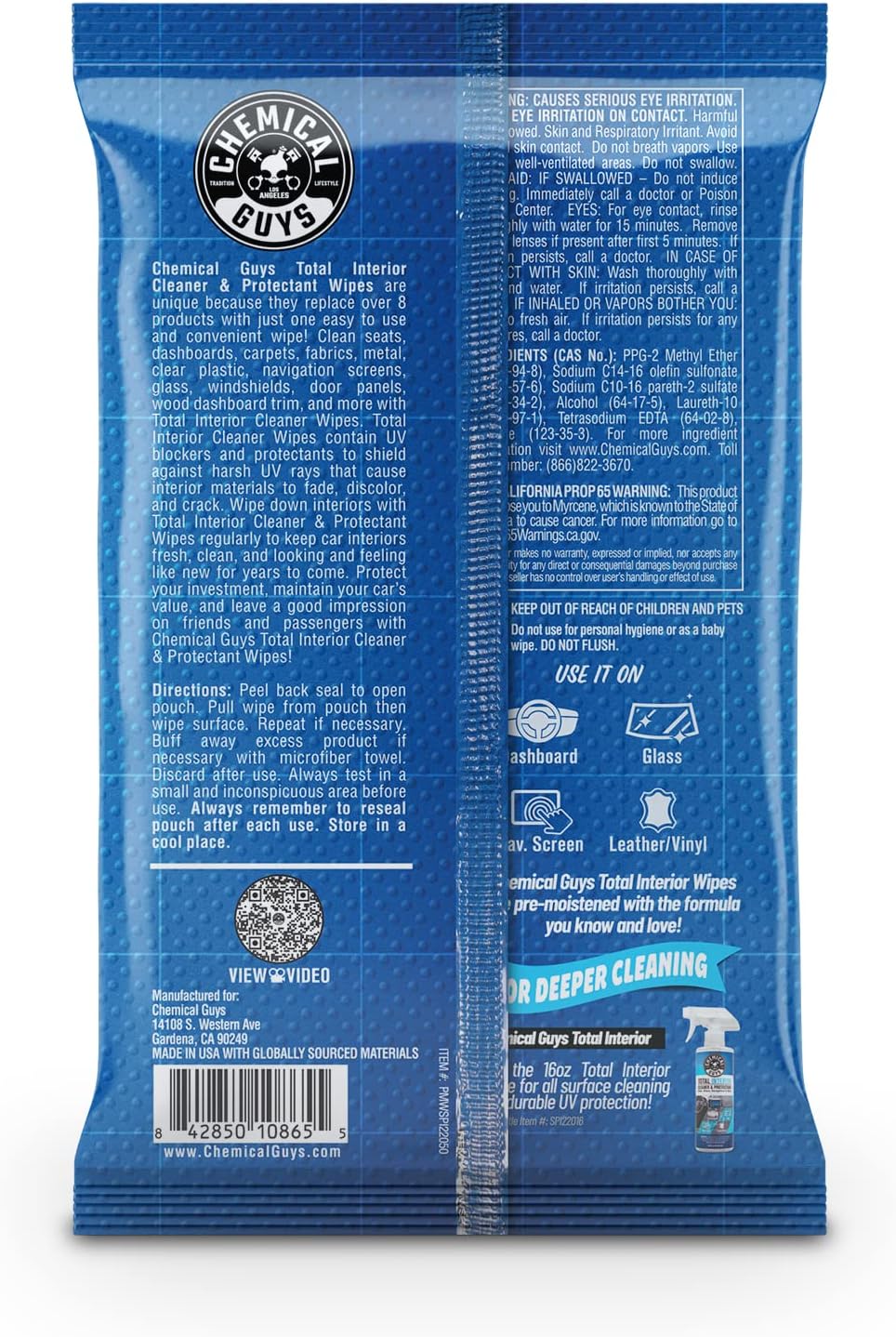 Chemical Guys Canister Wipes - Total Interior Cleaner & Protectant, Great For Cars, Trucks, SUVs, RVs, & More (60 Ct)
