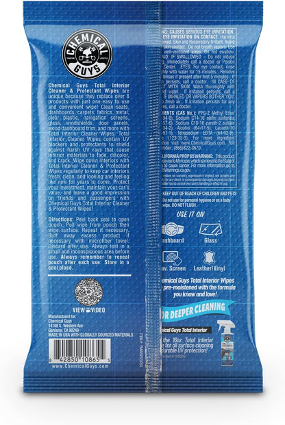 Chemical Guys Canister Wipes - Total Interior Cleaner & Protectant, Great For Cars, Trucks, SUVs, RVs, & More (60 Ct)