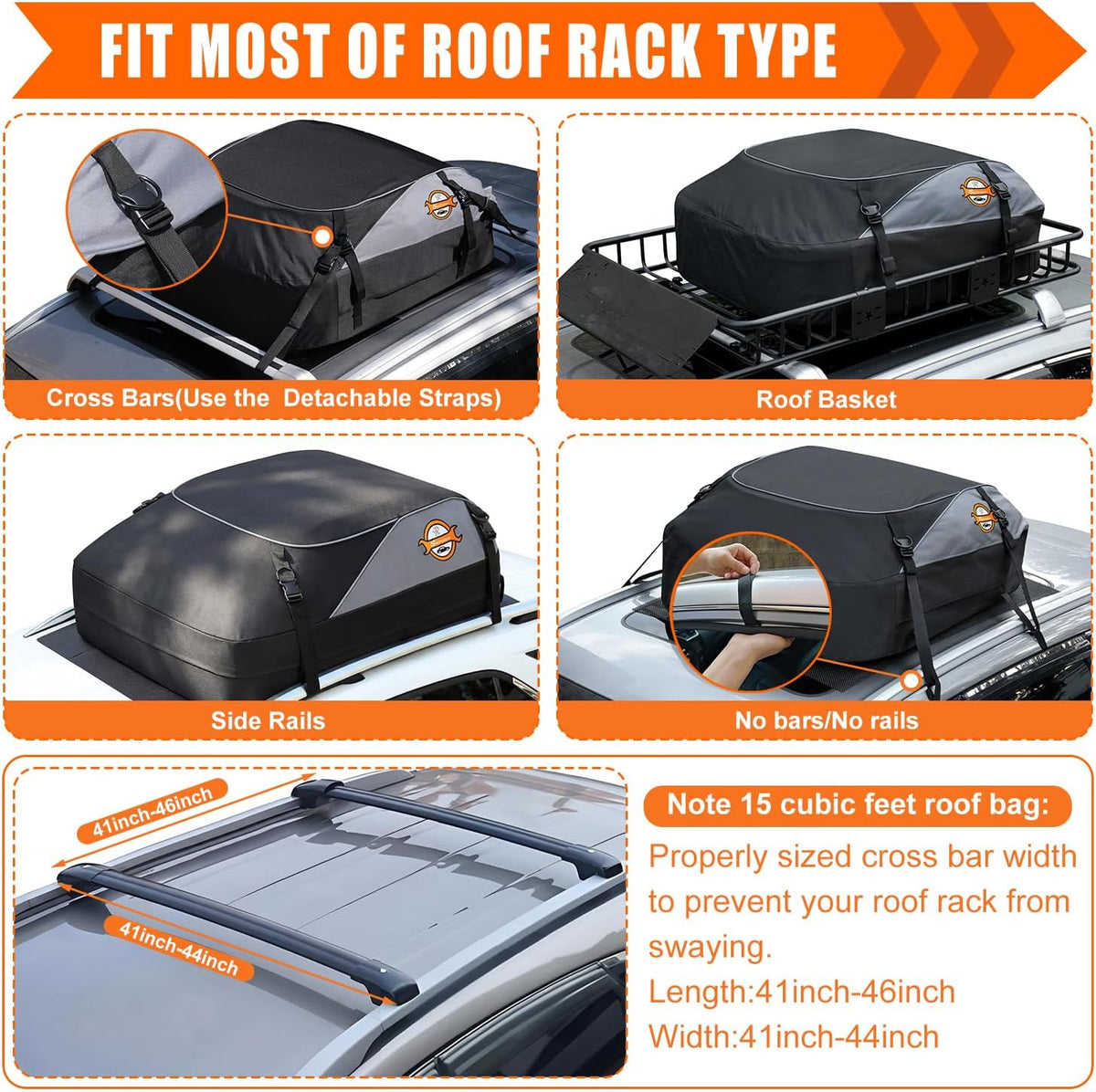 Sailnovo Rooftop Cargo Carrier Roof Bag, 20 Cubic feet Soft Waterproof Car Roof Bag fit Cars with/Without Rack, 6 Tie-Down Straps, 6 Door Hooks, Foldable Car Top Carrier for Road Trip Camping Travel