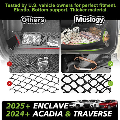 Muslogy Truck Bed Cargo Net Trunk Netting Compatible with 2023-2025 2026 Honda CR-V Accessories, Pickup Cargo Organizer SUV Sedan Storage Net w/Heavy Duty Carabiners - Colors B