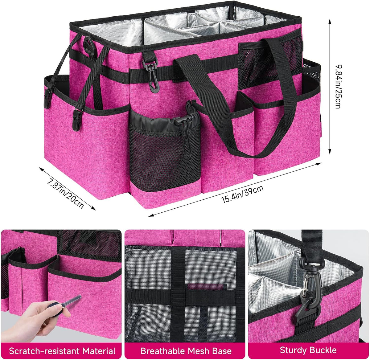 Cleaning Caddy Bag, Cleaning Supplies Organizer for Housekeepers, Housekeeping Caddy with Handle and Detachable Padded Cushion, Black