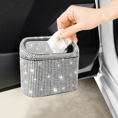 Accmor Car Trash Can with Lid, Mini Auto Dustbin Garbage Organizer Holder 2 Packs, Automotive Storage Container Bin with 60 Pcs Bags for Vehicle, Home, Office