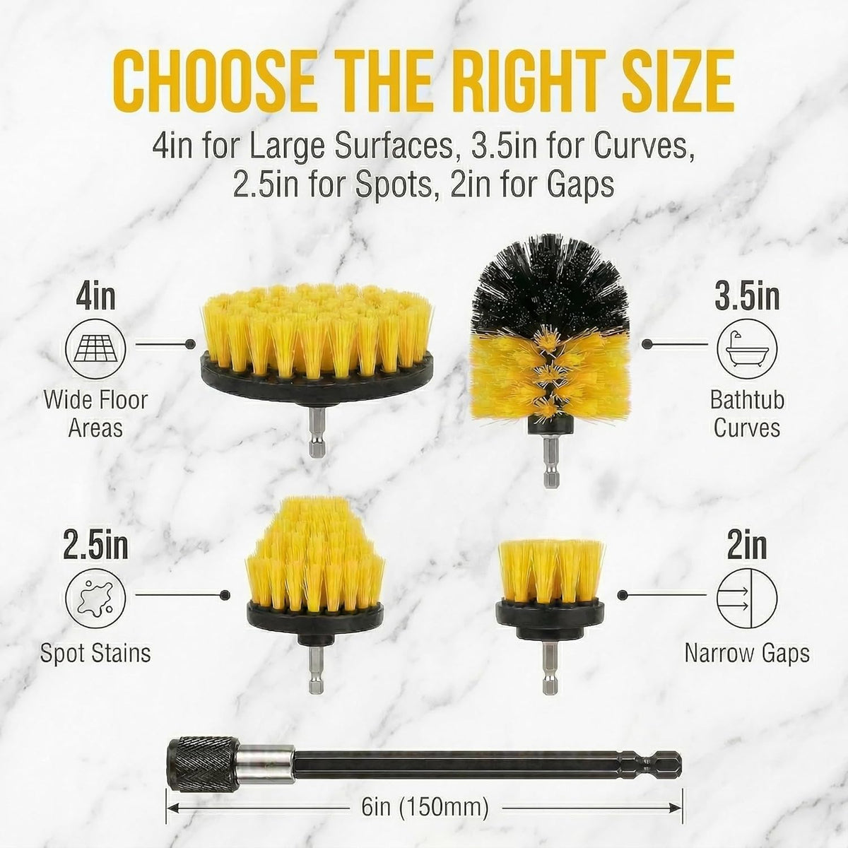 Drill Brush Attachment Set, 5 Pack Power Scrubber Cleaning Brush Kit with Extension Rod for Bathroom, Tub, Tile, Grout, Kitchen, Floor and Wheel Rims (Blue)
