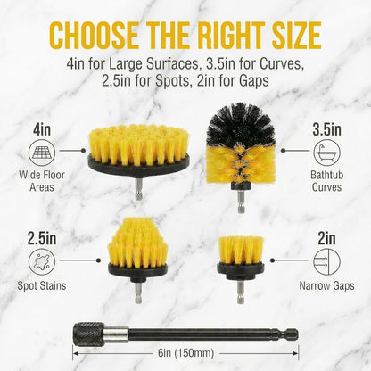 Drill Brush Attachment Set, 5 Pack Power Scrubber Cleaning Brush Kit with Extension Rod for Bathroom, Tub, Tile, Grout, Kitchen, Floor and Wheel Rims (Blue)