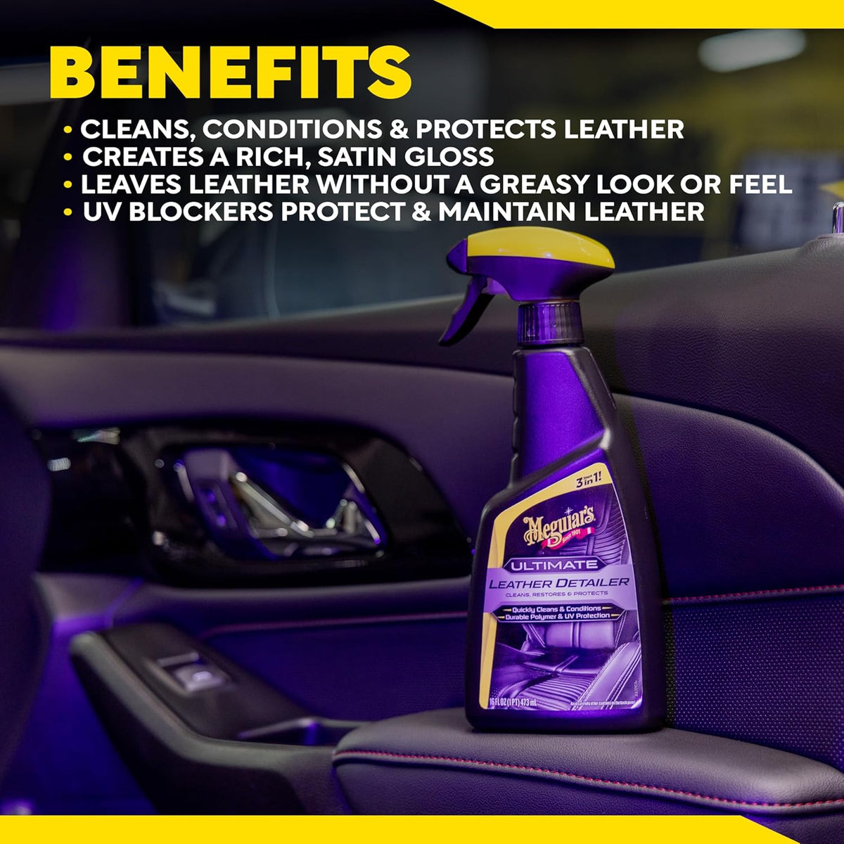 Meguiar's Gold Class Leather Conditioner Spray - Premium Car Leather Conditioner - Protect Your Car's Seats from Cracking, Fading and Drying Out - Keep It Looking and Feeling New, 16 Oz