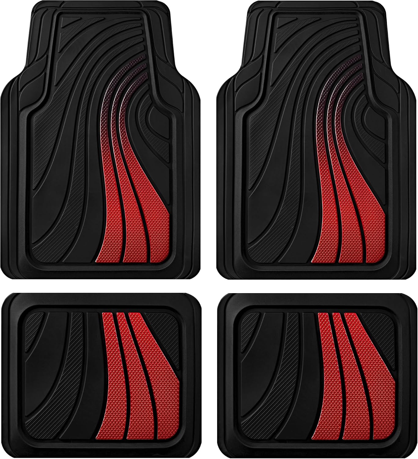 Road Comforts Car Floor Mats Full Set – Front & Rear Car Floor Mats with Aluminum Design, Anti-Slip Backing, All-Weather Protection, Trim-to-Fit Car Mats for Most Sedans, SUVs & Vans -All Pink
