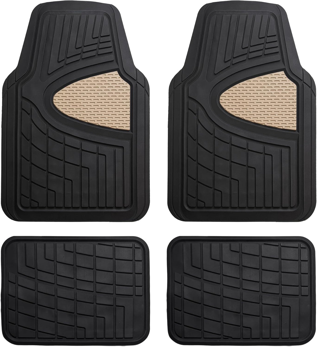FH Group Automotive Floor Mats - Heavy-Duty Rubber Floor Mats for Cars, Universal Fit Full Set, Climaproof & Trimmable Floor Mats for Most Sedan, SUV, Truck, Black