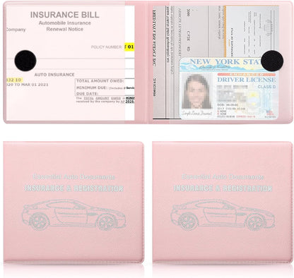 UYYE Car Registration and Insurance Card Holder, Vehicle Glove Box Car Organizer, Interior Car Accessories for Documents, Cards, License - 2 Pack