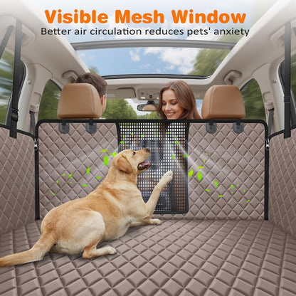 URPOWER 4 in 1 Dog Car Seat Cover for Back Seat, Waterproof Dog Hammock with Mesh Window and Side Flap Pet Car Seat Protector Dogs Backseat Cover for Cars, SUVs & Mid-Size Trucks