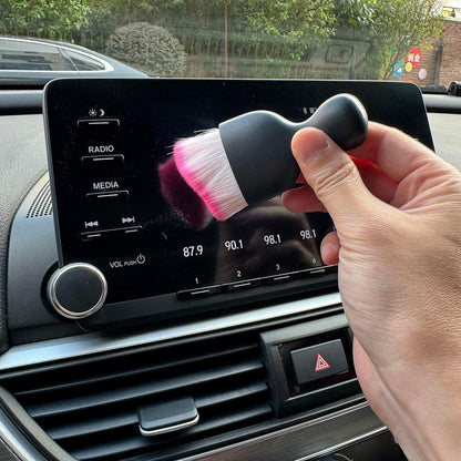 Car Detailing Brush, Soft Bristle Cleaning Brush, Scratch-Free Auto Duster Tool for Dashboard, Air Vents, Leather & Interior Cleaning (Black&Brown)