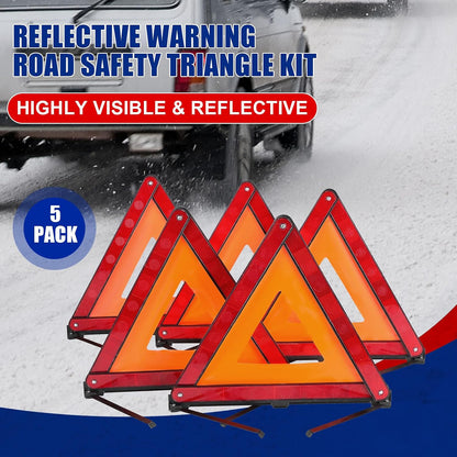 NYXOVA Warning Triangle Kit, Reflective Warning Road Safety Triangle Kit, Foldable Safety Triangle Kit Road Emergency Warning Reflector (3 Pack)