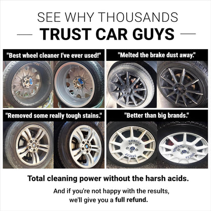 CAR GUYS Wheel Cleaner | Effective Rim and Tire Cleaner | Safe & Versatile Brake Dust Remover for Alloy, Chrome, Aluminum Rims, White Wall Tires, and More! | 18 Oz