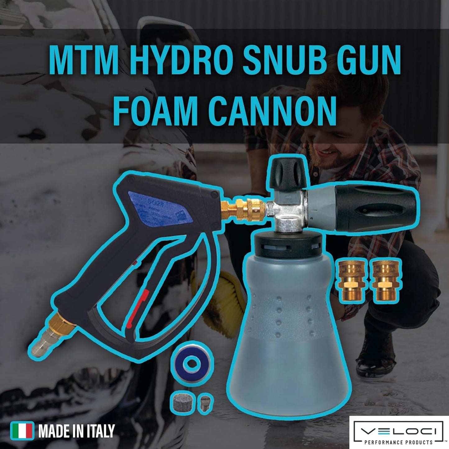 MTM Hydro Wide Mouth PF22 Foam Cannon and SG28 Trigger Gun Kit for Pressure Washer Commercial Grade Made in Italy