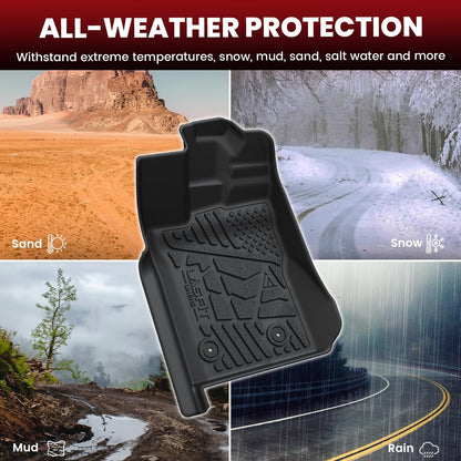 LASFIT Floor Mats for Ford F-150 2021-2026 | F150 Lightning 2022-2025 SuperCrew (Rear w/Fold Flat Storage) Carpet Floor All Weather Car Liners TPE Truck Mats - 1st and 2nd Row, 3pcs Black